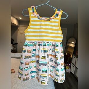 Matilda Jane Take The Bus Yellow Striped Tunic Top Size 6 VGUC